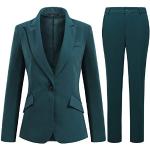 Giacca da donna, 2 pezzi, giacca da donna, per ufficio formale, business, Verde, XXL