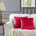 Cuscini rossi 40x40 cm in velluto tinta unita 2 pezzi per divani 