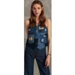 Gilet jeans blu S patchwork per Donna ROY ROGERS 