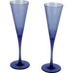 Bicchieri blu navy di vetro finitura martellata da spumante 