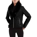 Cappotti corti eleganti neri 3 XL taglie comode di eco-pelliccia antivento per Donna 