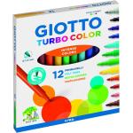 Giotto Turbo Color Pack di 12 marcatori - Suggerimento fine 28 mm- Inchiostro d'acqua - lavabile - Colori assortiti