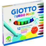Giotto Turbo Maxi pacco di 12 marcatori - punta spessa 5 mm - inchiostro d'acqua - lavabile - colori assortiti