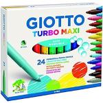 Giotto Turbo Maxi pacco di 24 marcatori - punta spessa 5 mm - inchiostro d'acqua - lavabile - colori assortiti
