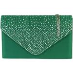 Pochette eleganti verdi di raso con strass per ballo con tracolla per Donna Girly handbags 