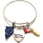 giulyscreations Bracciale Bangle Unisex Metallo Nichel Free How I Met Your Mother HIMYM Ombrello Giallo Corno Blu Francese Blue French Horn Yellow Umbrella Stivale Incisioni Right Place Right Time