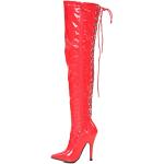 Stivali rossi numero 41,5 con stringhe con tacco da 5 cm a 7 cm con tacco per Donna 