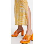 Sandali larghezza A scontati arancioni numero 38 con punta quadrata con stringhe con tacco per Donna Glamorous 