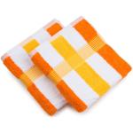 Asciugamani arancioni 50x100 di spugna a righe 2 pezzi da bagno Gözze 