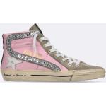 Sneakers larghezza E rosa con glitter con stringhe con cerniera per Donna Golden Goose Slide 