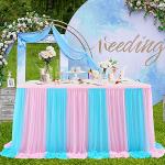 Gonne da tavolo colorate in tulle, 2 m, rosa e blu, 2 colori, per matrimoni, feste di compleanno, matrimoni, docce, gonne, per cene, torte, dessert, buffet, decorazioni per tavoli