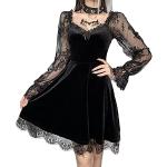 Costumi Cosplay grunge neri S in velluto per l'autunno mini manica lunga per Donna 