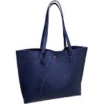 Shopper eleganti blu di pelle con borchie riutilizzabili per Donna Generic 