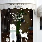 Adesivi murali natalizi trasparenti di vetro a tema orso 