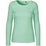Green Cat Maglietta da donna a maniche lunghe, in 100% cotone biologico, certificata Fairtrade, Oeko-Tex e Ecolabel menta L