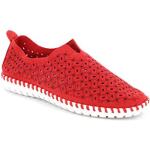 Sneakers slip on larghezza E casual rosse in microfibra Bio con allacciatura elasticizzata per Donna Grunland 