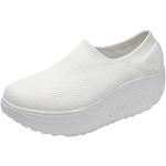 Sneakers larghezza E eleganti bianche numero 37 con paillettes con stringhe traspiranti platform per Donna 