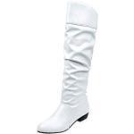 Stivali eleganti bianchi numero 35 di gomma chiusura velcro impermeabili con tacco per Donna 