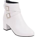 Stivali larghezza E classici bianchi numero 39 di gomma con stringhe impermeabili con tacco per Donna 