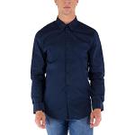 Magliette & T-shirt casual blu XXL taglie comode in misto cotone manica lunga ricamate per Uomo Guess Jeans 
