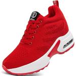 Sneakers larghezza C eleganti rosse numero 40 con tacco da 7cm a 9 cm con zeppa per Donna 