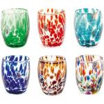 H&h set 6 bicchieri veneziano in vetro decorato multicolore cl 5
