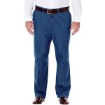 Haggar Men's Big-Tall No Iron Denim Plain Front Pant,Cadet Blue,46x32