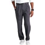 Haggar Men's Premium No Iron Classic Fit Expandable Waist Pleat Front Pant, Dark Grey, 44x29