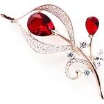 Spille eleganti rosse con fiore per Donna 