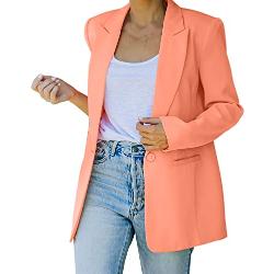 HANXIULIN blazer corto da donna business sottile giacca estiva blazer corto blazer con tasche military cappotto blazer bianco, arancione-B., S