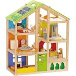 Hape All Season House (Furnished), Award-Winning 3-Storey Dolls House Toy with Furniture, Accessories, Movable Stairs and Reversible Season Theme