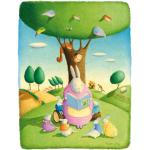 Happy Spaces - Tela da Parete con Motivo Story Time Bunnies di Alison Jay, 45 x 60 x 2 cm
