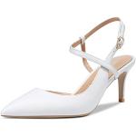 Sandali eleganti bianchi numero 42 di pelle con tacco da 5 cm a 7 cm con tacco per Donna 