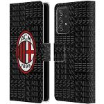 Head Case Designs Licenza Ufficiale AC Milan Rosso E Grigio Modelli Cresta Custodia Cover in Pelle a Portagoglio Compatibile con Galaxy A52 / A52s / 5G (2021)