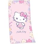 Asciugamani scontati rosa 75x150 di cotone sostenibili da bagno Herding Hello Kitty 