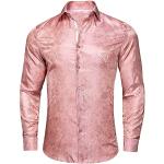 Camicie eleganti rosa M di seta tinta unita traspiranti manica lunga con manica lunga per Uomo 