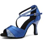 Scarpe larghezza E blu numero 40 in pelle di camoscio con strass traspiranti da balli latino americani per Donna Hipposeus 