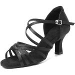 Scarpe larghezza E nere numero 37,5 in pelle di camoscio con tacco da 7cm a 9 cm da balli latino americani per Donna Hipposeus 