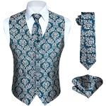 Panciotti eleganti blu XXL taglie comode di seta paisley per cerimonia per Uomo Hisdern 