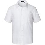 Camicie eleganti bianche M tinta unita traspiranti per l'estate mezza manica con taschino per Uomo Hisdern 