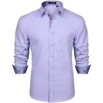 Camicie stampate eleganti viola XL di cotone a fiori traspiranti lavabili in lavatrice manica lunga per Uomo Hisdern 