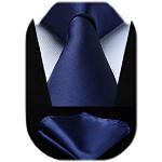 Cravatte tinta unita classiche blu navy per matrimonio per Uomo Hisdern 