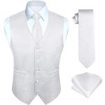 Panciotti eleganti bianchi XXL taglie comode di seta paisley per cerimonia per Uomo Hisdern 
