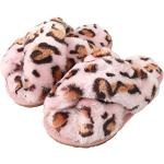 Moppine eleganti rosa numero 42 leopardate con punta aperta traspiranti per Natale per Donna 