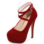 Stivali larghezza E eleganti rossi numero 35 di gomma con punta rotonda con allacciatura elasticizzata antiscivolo con tacco per bambini 