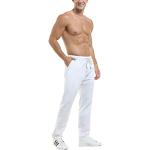 HOEREV Pantaloni Casual da Uomo in Lino,Bianco,XXX-Large