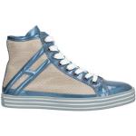 Sneakers alte azzurre numero 35,5 di gomma con stringhe per Donna Hogan Rebel 