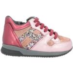 Sneakers basse rosa numero 21 di gomma con glitter con stringhe per neonato Hogan 