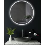 Costway Specchio rotondo da parete per il bagno con luci LED pulsante  intelligente, Specchio per il trucco impermeabile