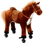 HOMCOM Cavallo Giocattolo Cavalcabile per Bambini con Ruote e Suono Cavallo Peluche Marrone 65 x 28 x 75|Aosom.it